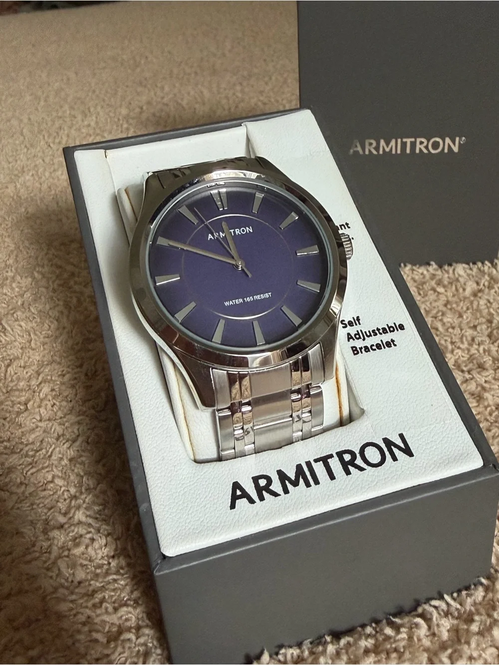 Mens Armitron Blue Dial Dress Metal Watch